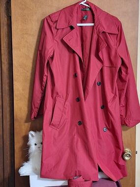 Ralph Lauren Women's Red Double-Breasted Trench Coat